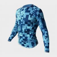 LONG SLEEVE BLUE CAMOUFLAGE PRINT MARATHON T-SHIRT