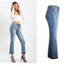 Ladies Jeans Washed Elastic Jeans Micro Flare Pants High Waist Pants Nine Point Jeans
