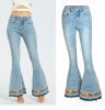 ladies jeans embroidered ladies jeans new products women's mid-waist pants riveted denim trousers