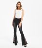 Ladies Jeans Flower Embroidery Flare Pants Black Stretch Jeans Mid Waist Trousers