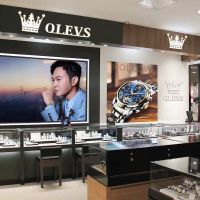 OLEVS Fashion Brown Man Quartz Watch Best Genuine Leather Band Waterproofing Chronograph Classical Sports Watch Design