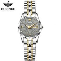 Oupinke 3169 Stainless Steel Fashion China Mechanical Watch  Band Water Date Display Simple Casual Hand Watch Women