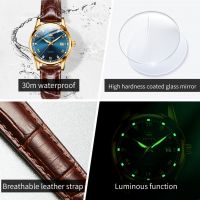 OLEVS 6896 Couple Watches Waterproof Fashion Lovers Watches Casual Reloj Leather Wrist Watch