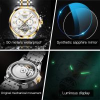 JSDUN 8911oem  Luxury waterproof classic Luminous stainless steel Tourbillon Automatic mechanical watch mens wrist watch