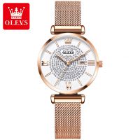 6892 OLEVS Fashion Women's Dress Gift Wristwatch Simple Casual Business Women's Watch Mesh Belt Power Reserve Women's Clock