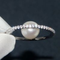 S925 Sterling Silver Ring Women's Diamond Natural Pearl Ring