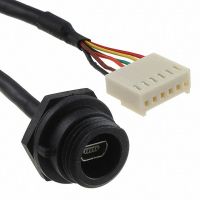 USB Mini AB (6 pos) Male Plug to Rectangular 6 pos Plug Black Round Shielded