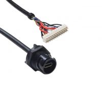 USB C Male Plug to Rectangular 24 pos Header Black Round Shielded