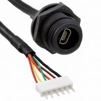 USB Mini AB (6 pos) Male Plug to Rectangular 6 pos Header Black Round Shielded