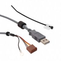 Rectangular 05 pos Socket and Ring Terminal to USB A Male Plug Gray Round Unshielded
