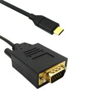 USB C Male Plug to D-Sub 15 pos Female, High Density (HD) Black Round -