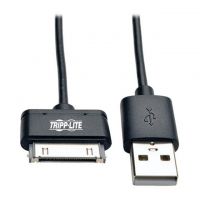 USB A Male Plug to Apple Dock Plug Black Round Unshielded