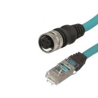 Circular 04 pos Female to RJ45, 8p4c Teal Round Shielded