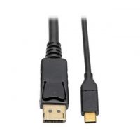 USB C Male Plug 3.1 to DisplayPort Male Black Round Double Shielded