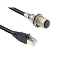 Circular 05 pos Female to RJ45, 8p8c Black Round Shielded