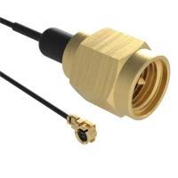 U.FL (UMCC), AMC Plug, Right Angle Female to SMA Plug 1.13mm OD Coaxial Cable