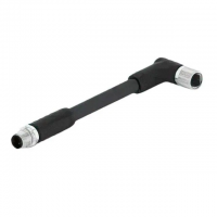 M12 L code 4 Male Pins to M12 L code 4 Plug, Right Angle Polyvinyl Chloride (PVC) 3.28' (1.00m)