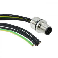 M12 S code 4 (3 Power + PE) Male Pins to Wire Leads Polypropylene (PP) 1.64' (500.00mm)