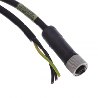 M12 S code 3 (2 Power + PE) Female Sockets to Wire Leads Polyvinyl Chloride (PVC) 6.56' (2.00m)
