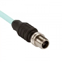M12 X code 4 Male Pins to Wire Leads Thermoplastic Olefin (TPO) 9.84' (3.00m)