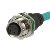 M12 X code 4 Female Sockets to Wire Leads Thermoplastic Elastomer (TPE)