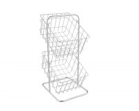 2 Tier Fruit Basket Stand for Kitchen Counter, Bread, Fruit and Vegetable Holder, Wire Hanging Basket for Kitchen Organizer