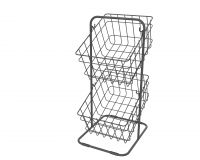 2 Tier Fruit Basket Stand for Kitchen Counter, Bread, Fruit and Vegetable Holder, Wire Hanging Basket for Kitchen Organizer white/black
