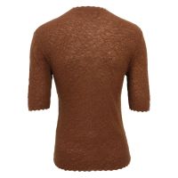 OEM Elegant Chic Fine Knit 14G Rib Merinowool Knit Top Short Sleeve Basic Sweater Pullover