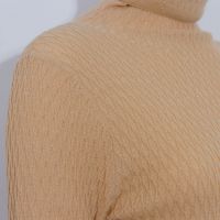 OEM Ladies Innerwear16G 3D Diamond Fine Knit Jacquard Long Sleeve Lurex Turtleneck Women Wool Basic Sweater