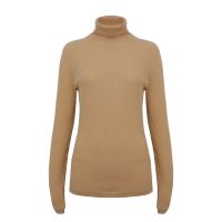 OEM Ladies Innerwear16G 3D Diamond Fine Knit Jacquard Long Sleeve Lurex Turtleneck Women Wool Basic Sweater