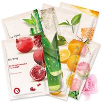 Full Face Facial Mask Sheet with Green Tea, Hyaluronic Acid, Aloe Vera and Pomegranate Essence