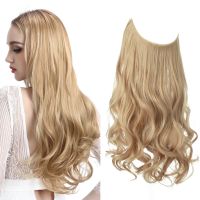 12/14/16/18/22 Inch Thick Long Wavy Invisible Wire Synthetic Blonde Hair Extension
