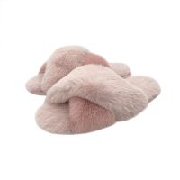 Winter Women's Cross Strap Fuzzy Soft House Slippers Plush Furry Warm Cozy Open Toe Fluffy Home Shoes Comfy Fluffy Slippers