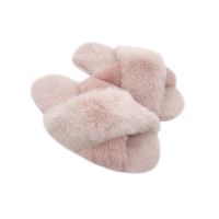 Winter Women's Cross Strap Fuzzy Soft House Slippers Plush Furry Warm Cozy Open Toe Fluffy Home Shoes Comfy Fluffy Slippers