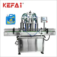 KEFAI factory low price automatic four head servo piston pump liquid detergent bottle filling capping labeling machine