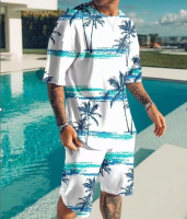 Summer Casual T-Shirt Set 3D Printing Fashion Hip Hop Round Neck Shirt Beach Shorts Two Piece Set