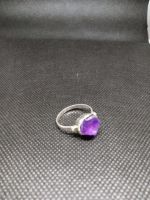 925 Silver Ring studded with multicoloured natural Rouugh gemstones Garnet . Amethyst . Citrine