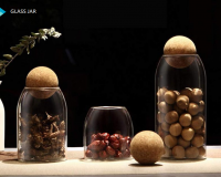 Glass Jar Canister With Cork Ball Lid