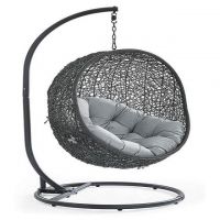 Standard Outdoor Rattan Wicker Double Seat Hanging Egg Swing Chair with Metal Stand Material General Place Model for sale