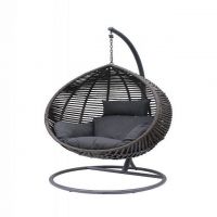 Custom moon garden furniture egg wicker gray cushion rattan swing chair hanging with metal stand