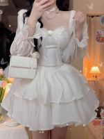 YN Escaping Princess Fairy Dress New Summer Waist Wrapped A-line Fluffy Short Skirt Lantern Sleeve Cake Skirt Trend