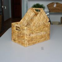 Basket Water Hyacinth Rice nut weave with hole handle S/2