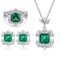 925 sterling silver emerald jewelry sets for Woman