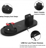 Top Selling Products 2022 Tabletop Fast Charging 6 In 1 Rotate Holder Universal Wireless Charger For Phone Smart Watch Earphones