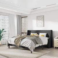 Hotel Bedroom Furniture Sets Modern Upholstered Wingback Platform Bed Apartment Unique Design Holiday Bed