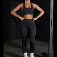 Sunshine 2023 Custom Fitness Sportswear Workout High Waist Gym  Nylon 2 Piece Yoga Wear Set For Women