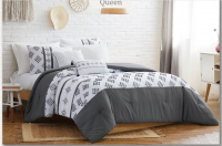 Embroidered and printed design comforter set