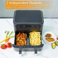 Household 9l Touch Screen Double Air Fryer Electric Deep Fryer Oven Smart Air Fryers With 2 Independent Baskets