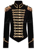 New Women's Red Velvet Military Officer Hussar Jacket with Golden braid