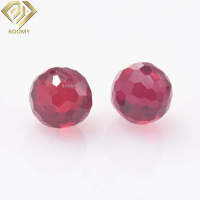 hot sale synthetic corundum round lab crated faceted ruby ball drilled loose gemstone